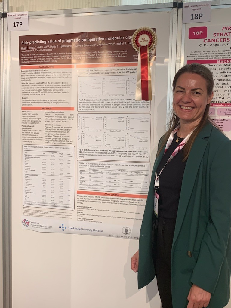 Hege Berg wins award for best poster at ESMO 2024 Bergen Gynecologic