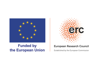 An EU flag and the European Research Council logo