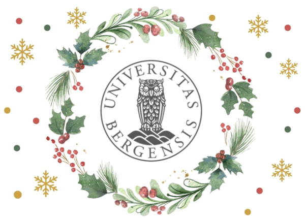 uib logo med julepynt rundt