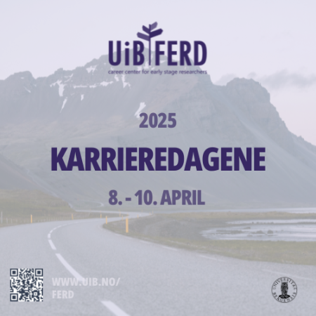 Fremside med tekst "Karrieredagene 2025 8.-10.April"