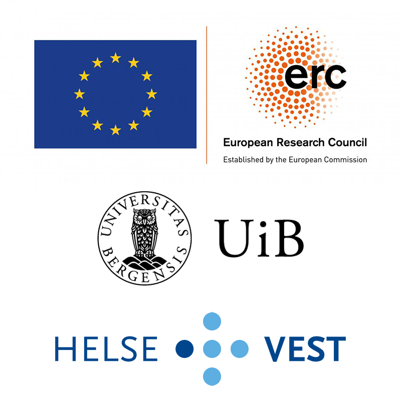 Logoer fra ERC, UiB og Helse Vest.