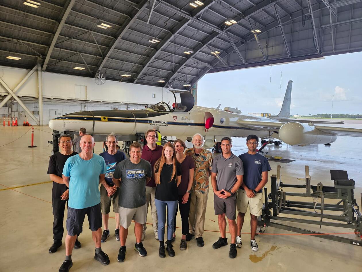 Image of ALOFT team members posing in front of the NASA ER-2 plance