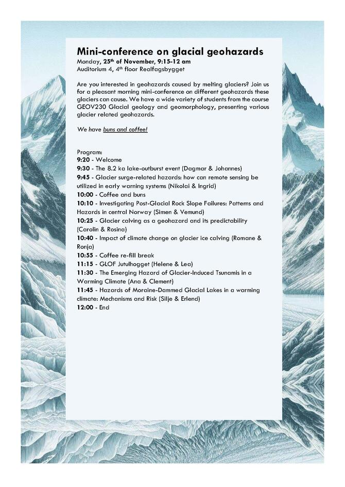 Mini konferanse program om glacial geohazards