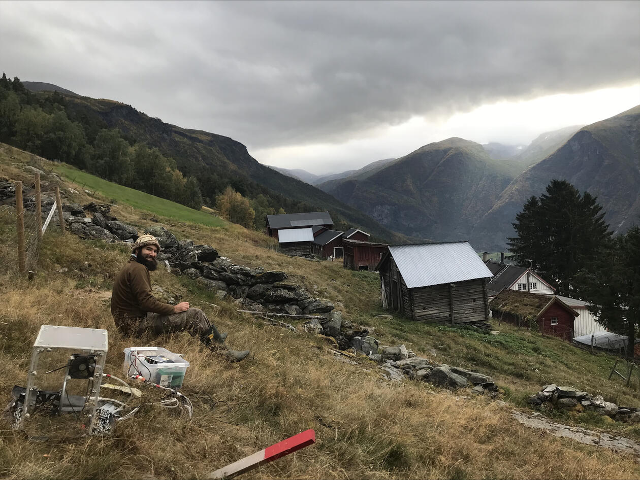 Joseph Gaudard in field at Aurland, Norway.