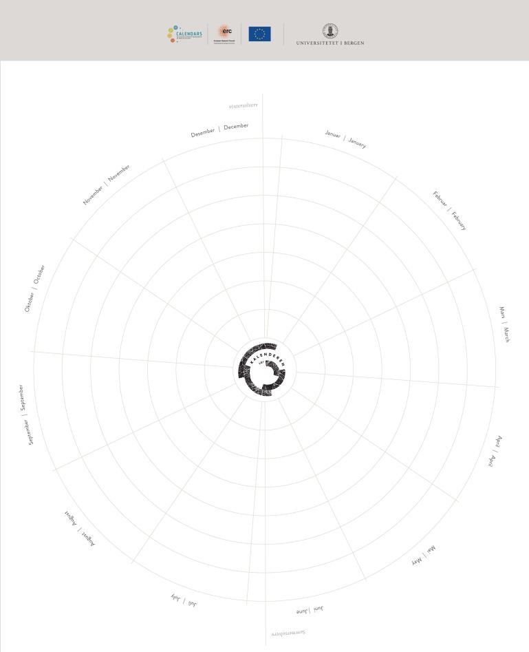 A circular calendar template