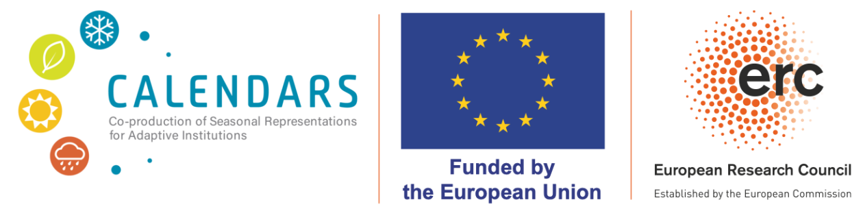 Logos of CALENDAR project, the EU and the ERC