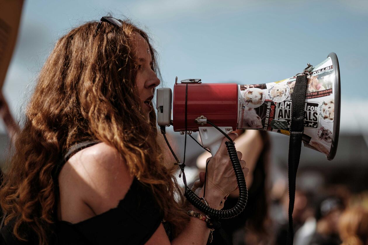 Woman with megaphone