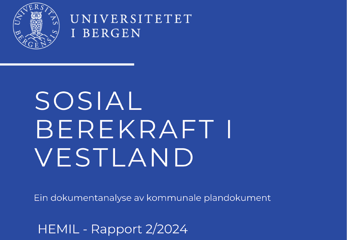 Framsiden av rapporten med UiB logo og tittel