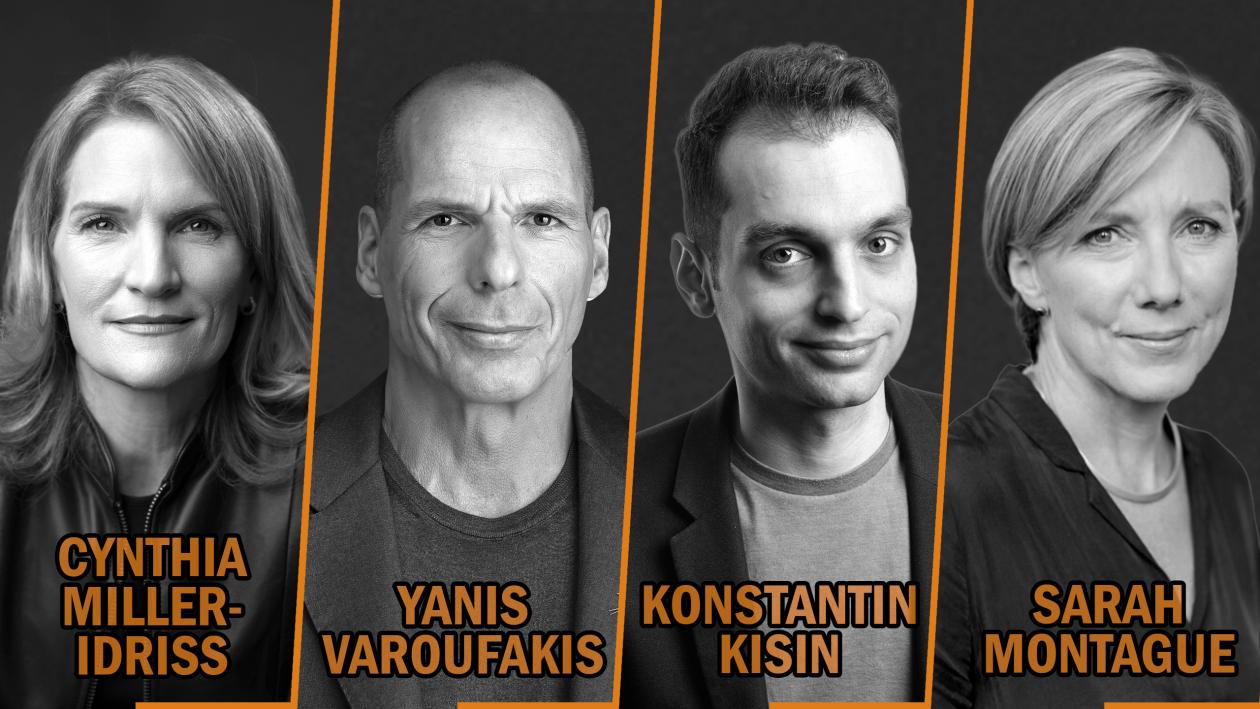 Picture of Cynthia Miller-Idriss, Yanis Varoufakis, Konstantin Kisin and Sarah Montague.