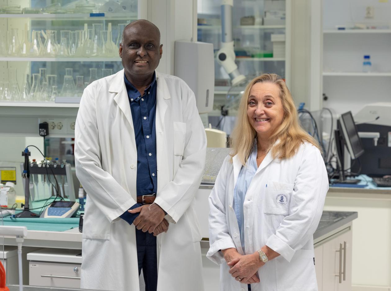 Kamal Mustafa and Cecilie Gjerde in the lab