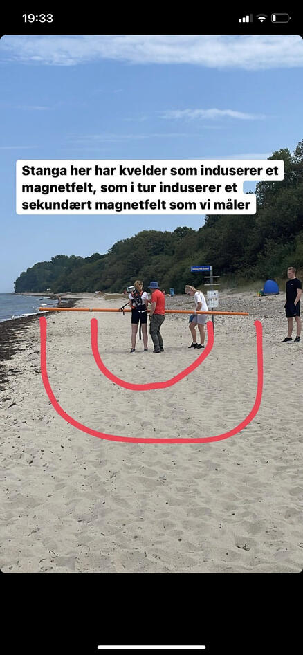 Gjør geofysiske målinger på stranden