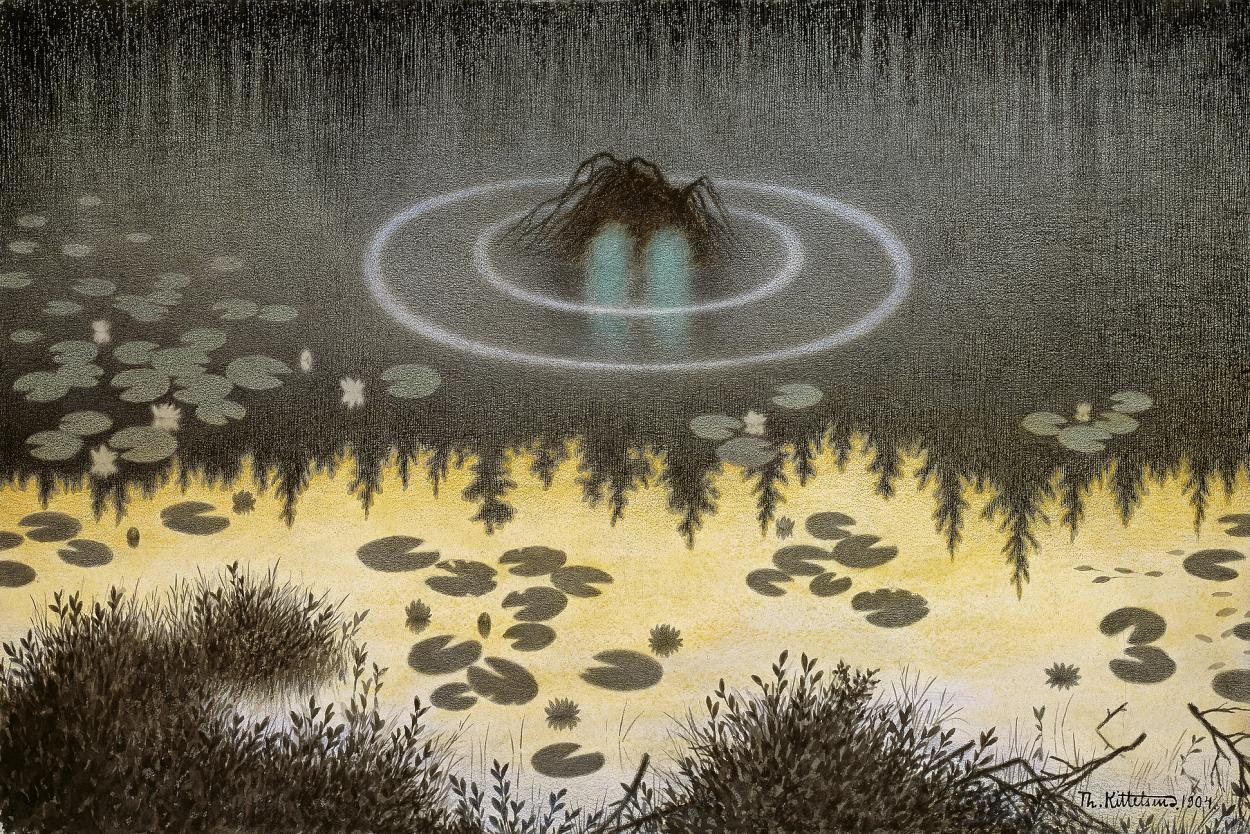 Nøkken av Theodor Kittelsen, det kjente maleriet av Theodor Kittelsen hvor nøkken med lysende øyne stikker hodet opp av vannoverflaten i skumringen. 