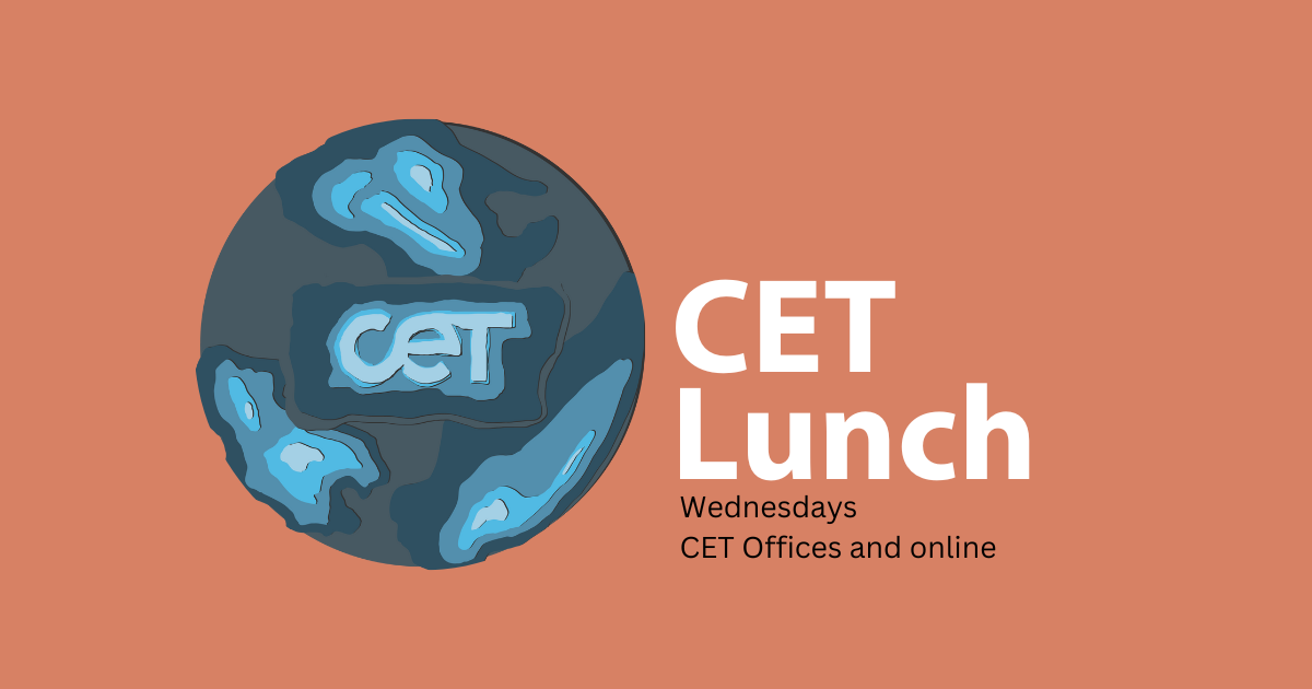 CET logo globe withtext: CET Lunch