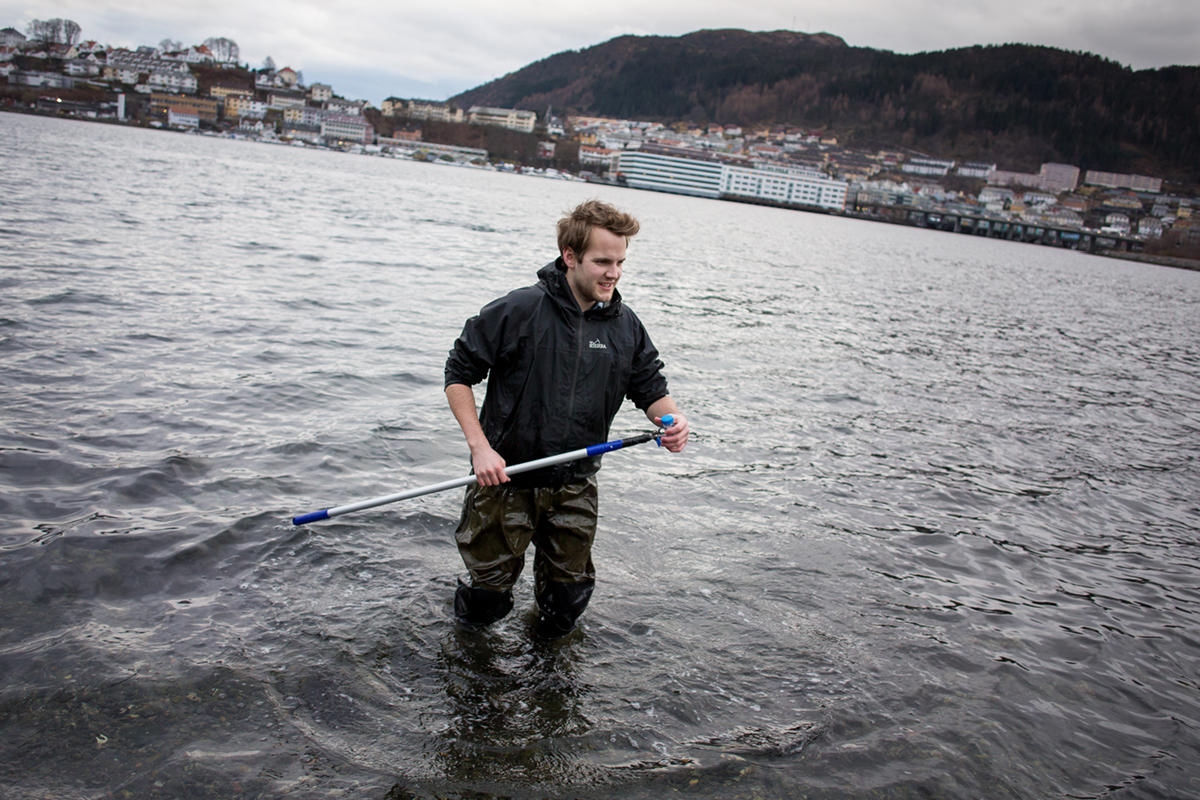 Student doing research in the ocean