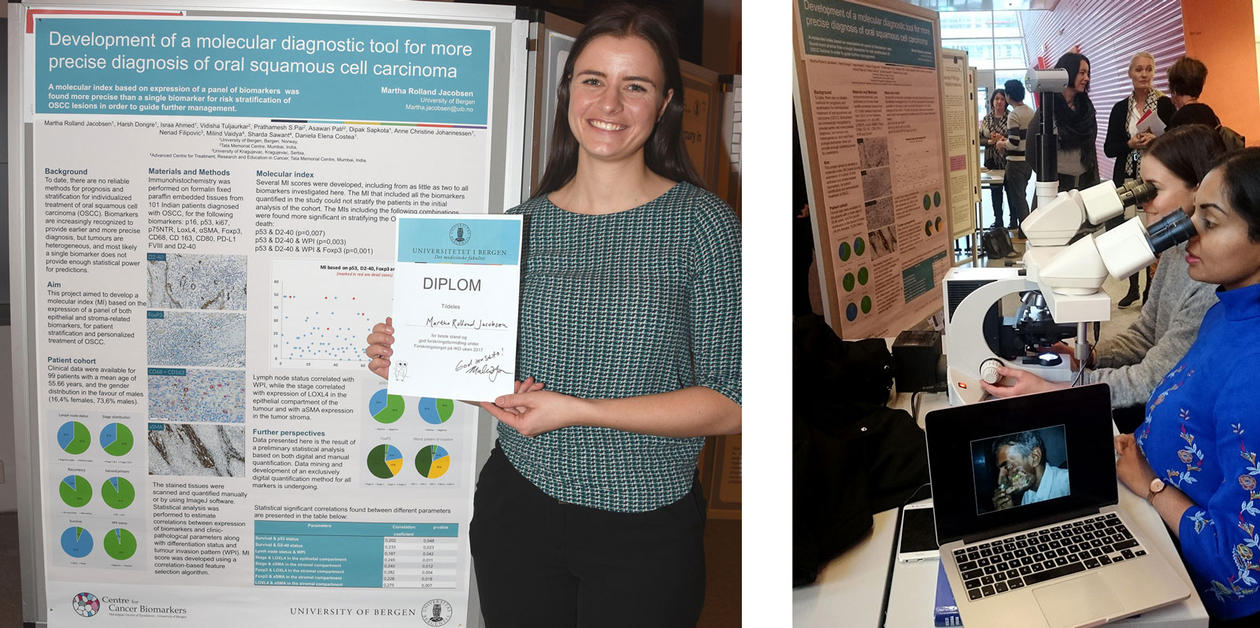 Martha Rolland Jacobsen in front of her poster.