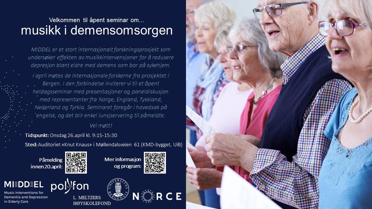 [ID] Bildet viser tekst og seks eldre personer som synger 