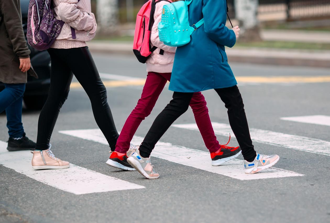 children walking to school