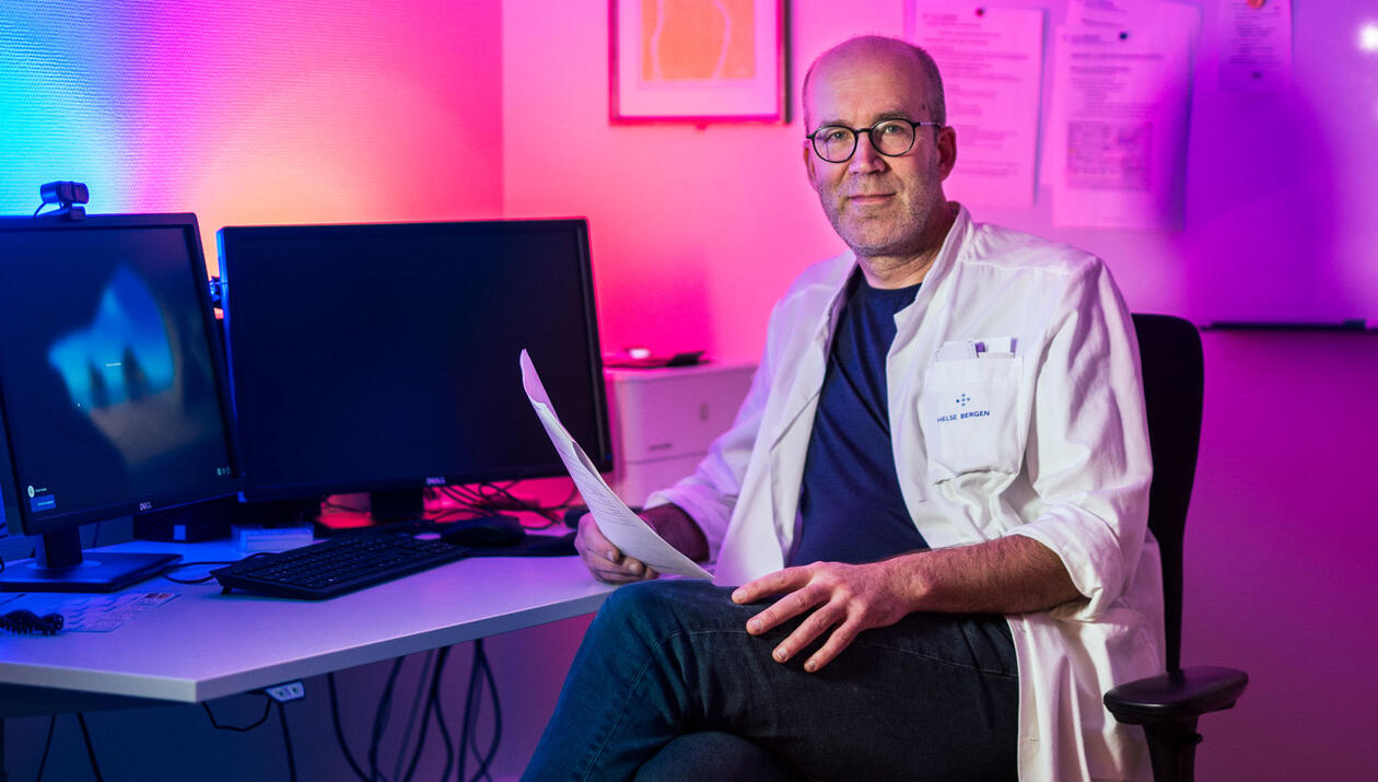 Oddbjørn Straume sitting in his office.