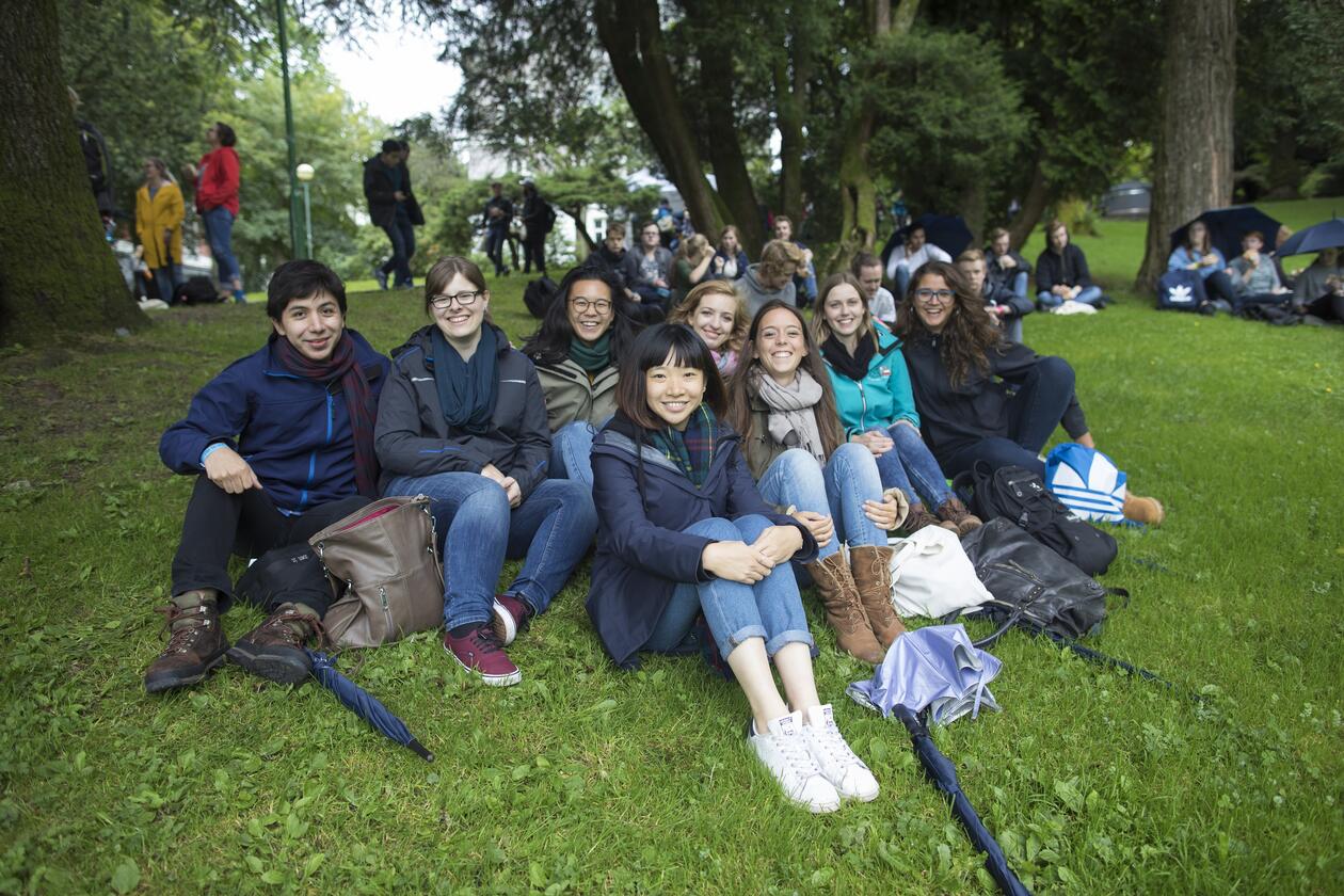 Students sitting in the park