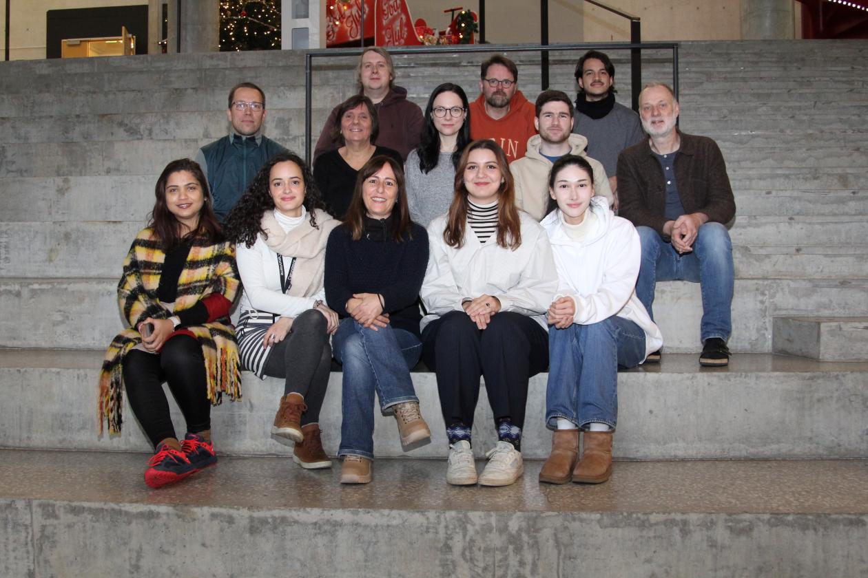 Photo of the research group sitting on the stairs in Vrimle