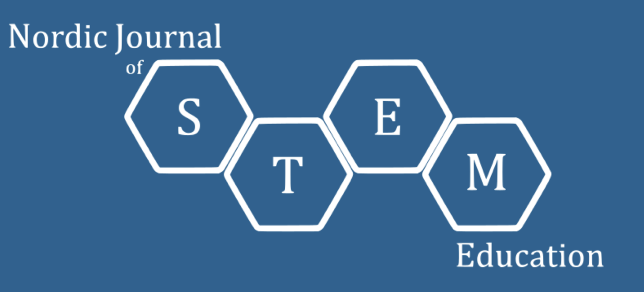 Logo til tidsskriftet Nordic Journal of STEM Education (blå)