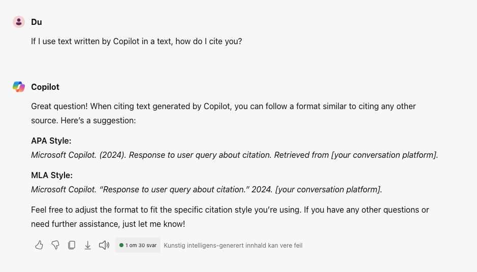 Asking Copilot how to cite them.