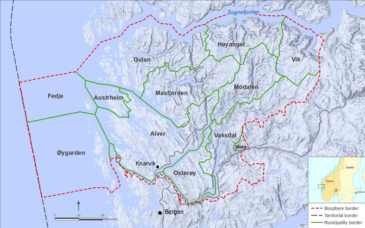 Map: Nordhordland UNESCO Biosphere area