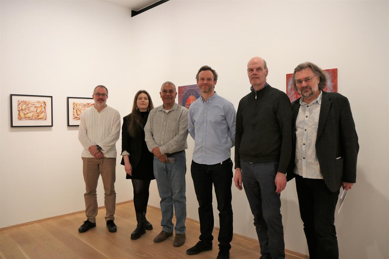 Key scientists and artists in the project and for the exhibition: (from left) Kerim H. Nisancioglu, Skade Henriksen, Larry Thomas, Eamon O’Kane, Andreas Hoffmann and Edvard Hviding.