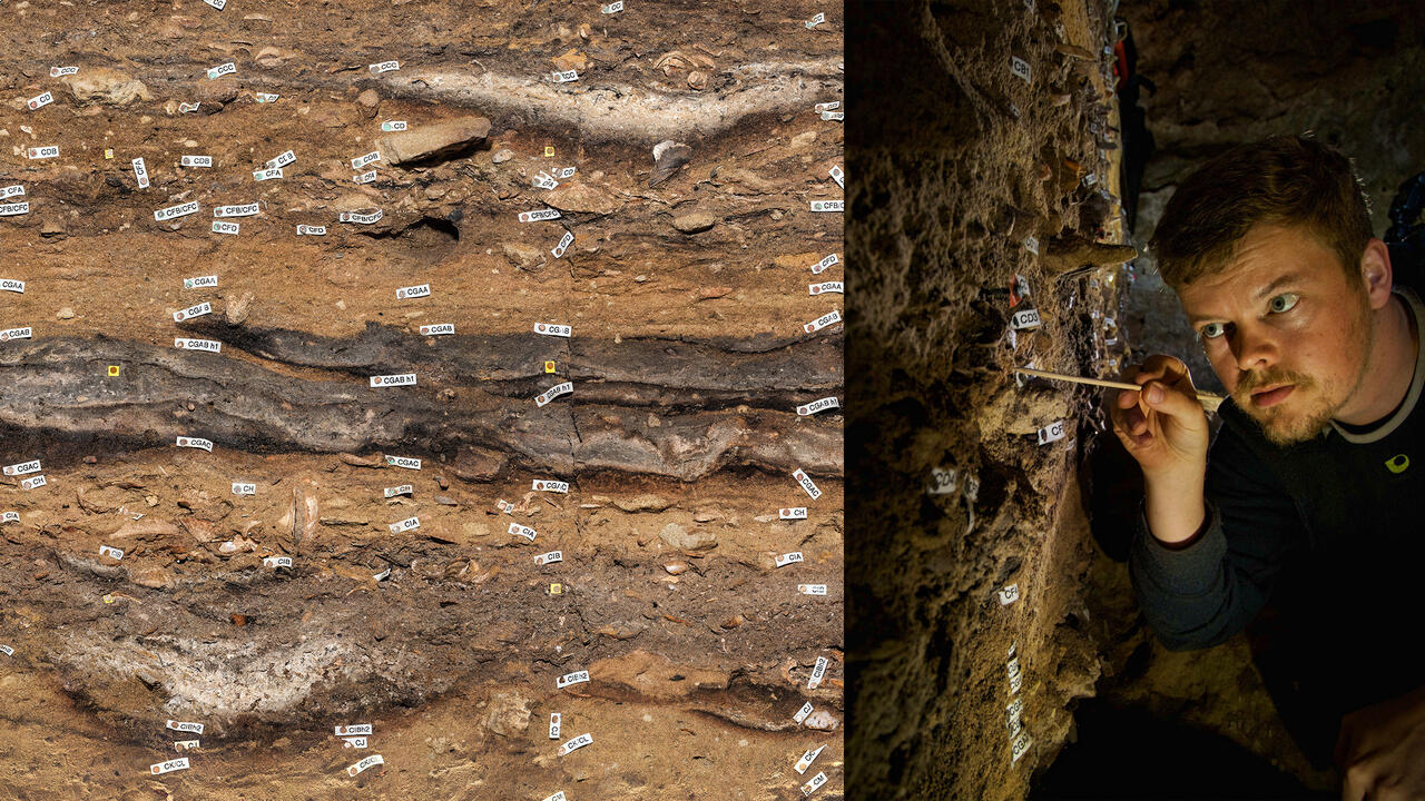 Magnus Haalnd på feltarbeid i Blombos Cave