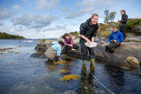 Students from bioCEED, a Norwegian Centre for Excellence in Education, at Lygra, north of Bergen.