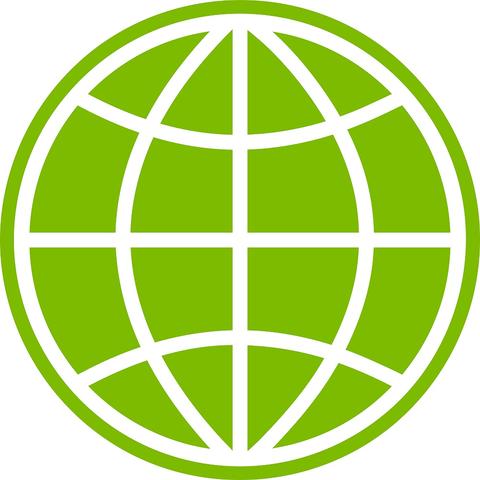 Drawing of a globe in green