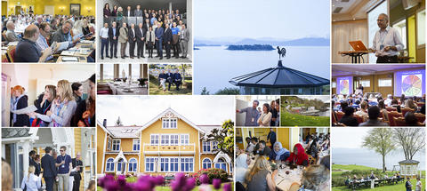 Collage of photos from the CCBIO Annual Symposia, lots of people in different settings.