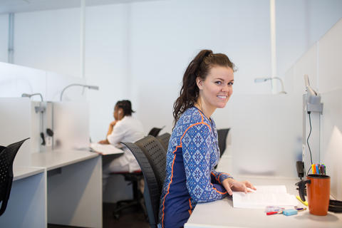 Two students studying