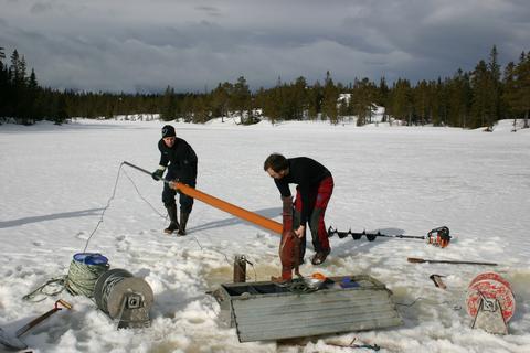 Coring on a frozen lake