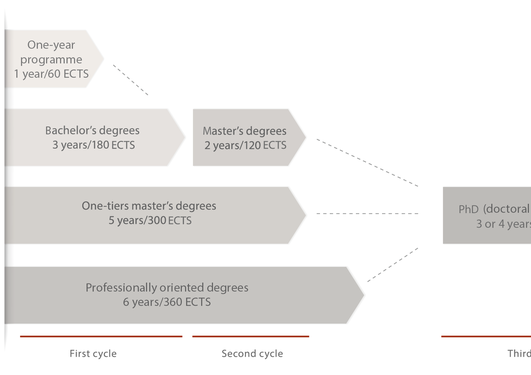 A chart that shows the academic degree system at UiB