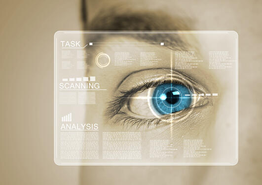 Bilde av et øye som illustrerer biometri. 