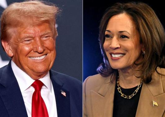 Kollasj med presidentkandidatene Donald Trump og Kamala Harris