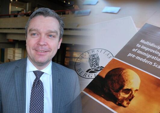 Postdoktor i arkeologi ved AHKR, Stian Suppersberger Hamre, ledet konferansen på Bryggens Museum.