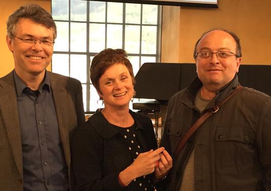 Social scientists Ståle Knudsen, Siri Gloppen and Hakan G. Sicakkan (from left) at the launch of the University of Bergen focus area, Global Challenges, in the University Aula on 15 May 2017.