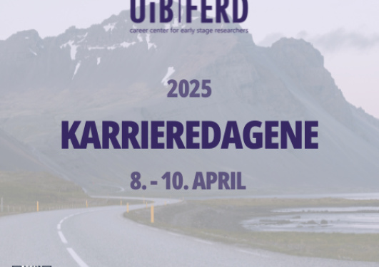 Fremside med tekst "Karrieredagene 2025 8.-10.April"