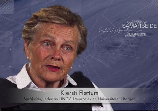 Bilde av Kjersti Fløttum. Fra filmen "Når vi snakker om klima"