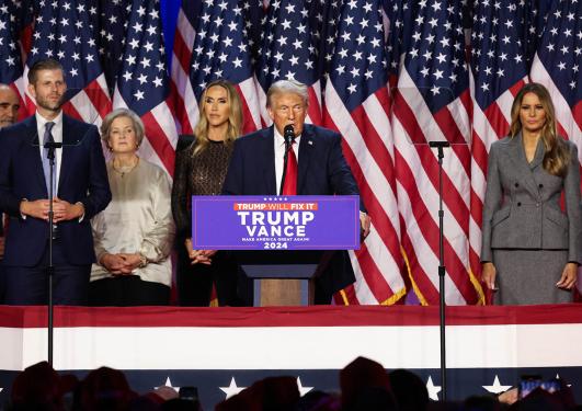 Republican nominee Donald Trump's victory speech in Florida FLORIDA, UNITED STATES - NOVEMBER 06: Former US President and Republican presidential candidate Donald Trump makes a speech during an election night event at the Palm Beach Convention Center in W