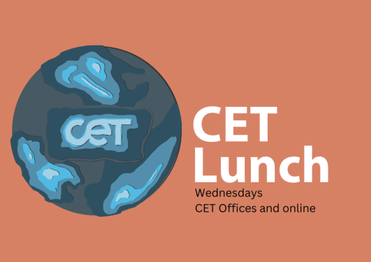 CET logo globe withtext: CET Lunch