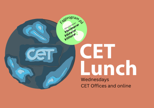 CET logo globe with title CET Lunch - Wednesdays 