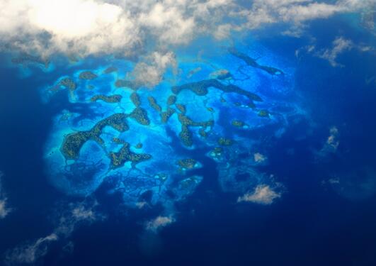 The Marovo lagoon in Solomon Islands in the Pacific.