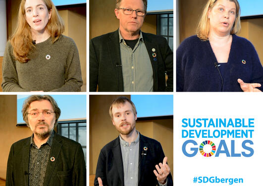 Fotomontasje av de fem moderatorene på Bærekraftskonferansen 2018 i Bergen
