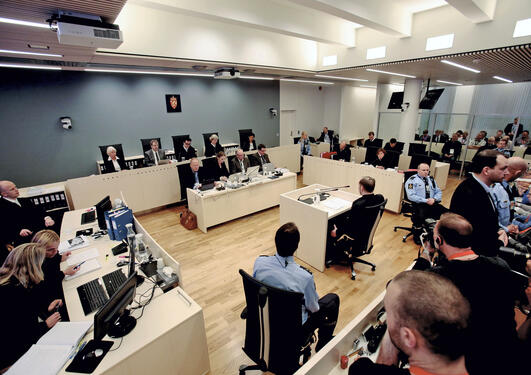 Bilde fra rettssaken mot Breivik 