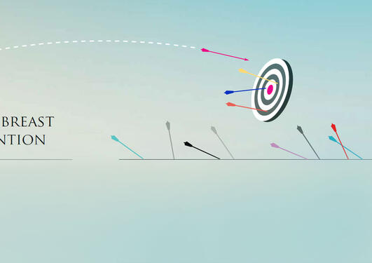Illustration of a frustrated person trying to shoot with bow and arrow at a target, mostly missing the target.