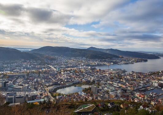 Bergen by oversiktsbilde
