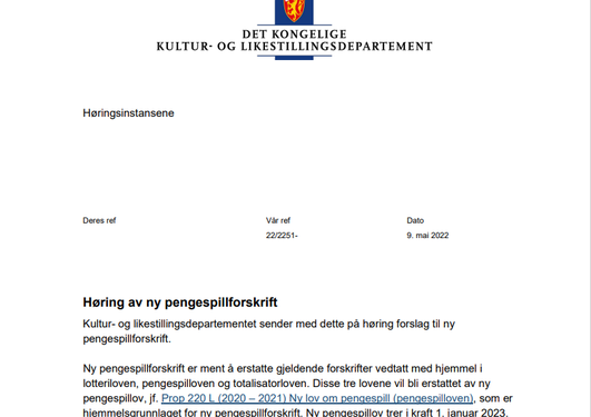 Høring pengespillforskrift